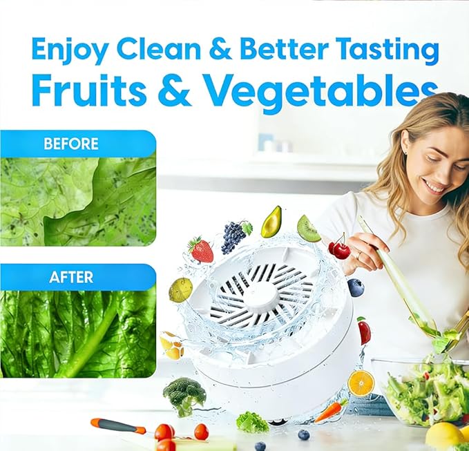 Fruit and Vegetable Cleaner Device,Portable USB Wireless Veggie Wash with Purification Technology,Periproduce Vegetable Cleaner,Portable Wireless Veggie Wash for Washing Fruits,Vegetables,Meat (Green)