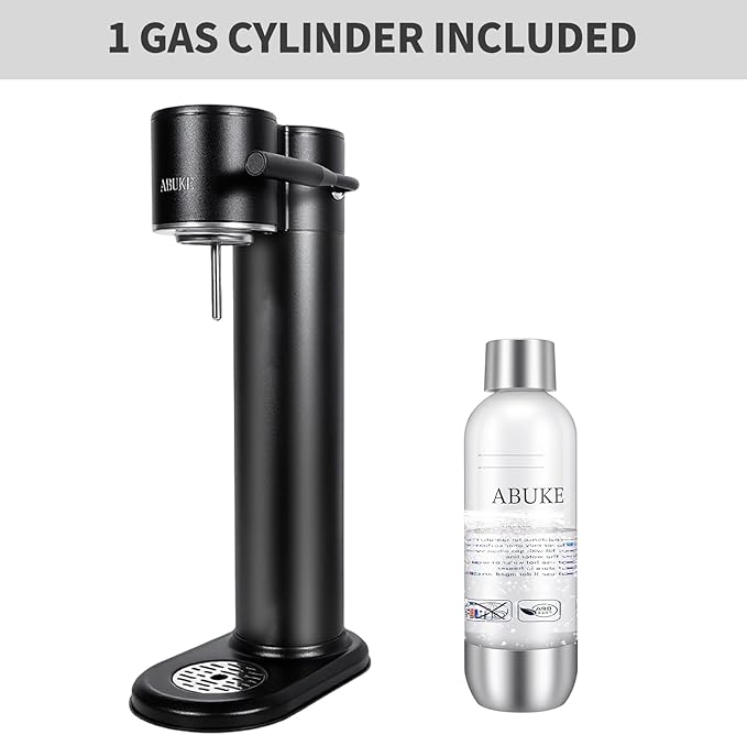 Aluminum Sparkling Water Maker with Lever Handle, Metal Body & Nozzle, Compatible with Threaded CO2 Cylinders, Automatic Pressure Release, BPA-Free PET Bottle, 2-Year Warranty