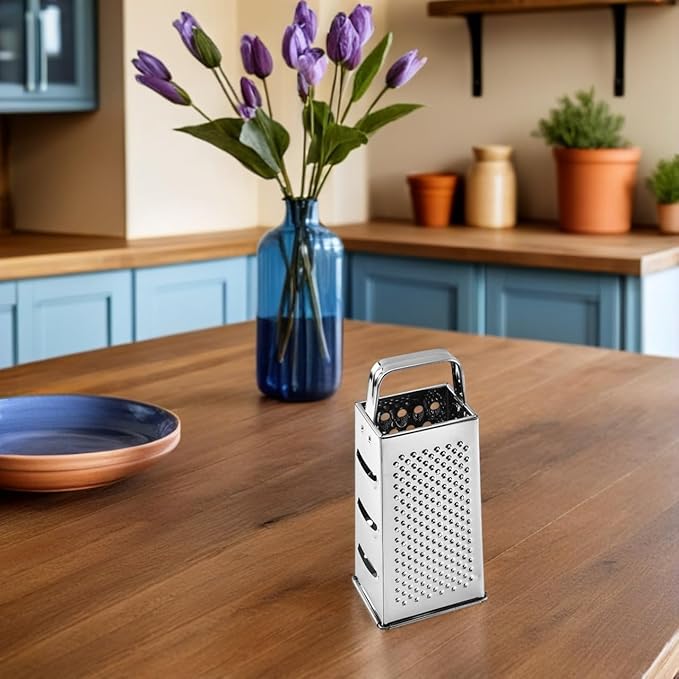 Ciieeo Stainless Steel Kitchen Grater, Multipurpose 4-sides Box Grater, Vegetable Slicer, Cheese Shredder, 9. 64 X 4. 17 X 3. 14 Inch, Silver