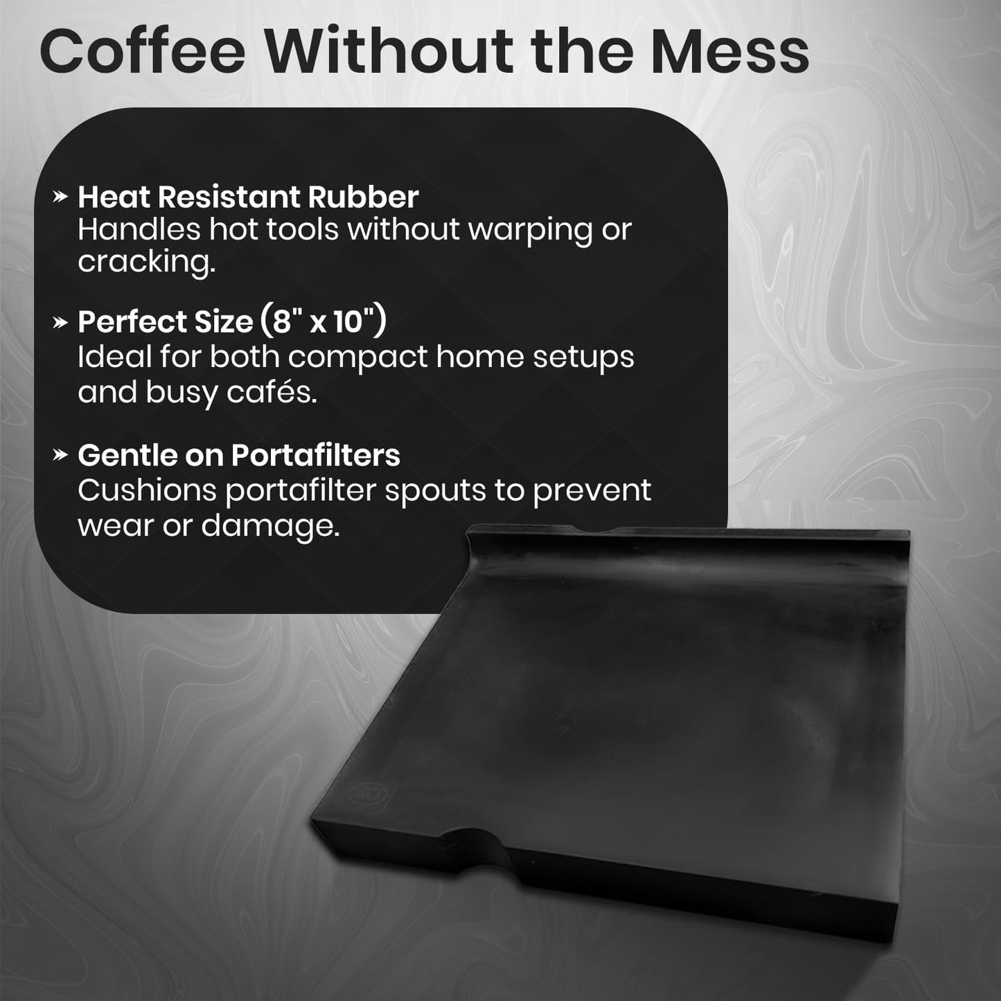 Rattleware Premium Espresso Tamping Mat – Non-Slip Coffee Tamper Pad, Heatproof Rubber Countertop Protector, Durable Barista Tool for Espresso Machine, Coffee Bar and Kitchen Station (8" x 10")