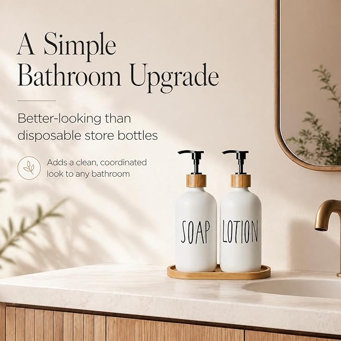 Glass Lotion Dispenser,Refillable Matte Black Hand Lotion Dispenser Suitable for Bedroom,Body or Hand Lotion Bottle Rustic Bedroom Decor