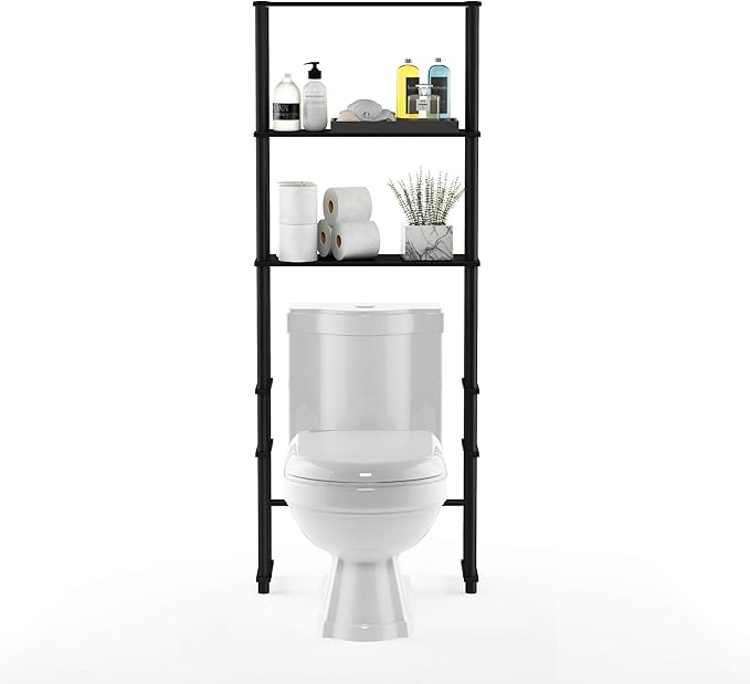 Furinno Turn-N-Tube with 3 Shelves Toilet Space Saver, Espresso/Black