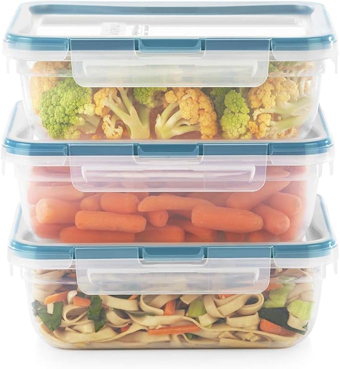 Snapware Food Storage Containers, Plastic, 8.5-Cup, Rectangular | Leakproof & Airtight | BPA-Free | Microwave & Dishwasher Safe | Pack of 6