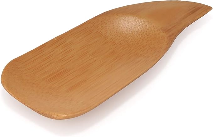 BambooMN - 4" Small Solid Bamboo Curved Handle Scoop, 10pcs