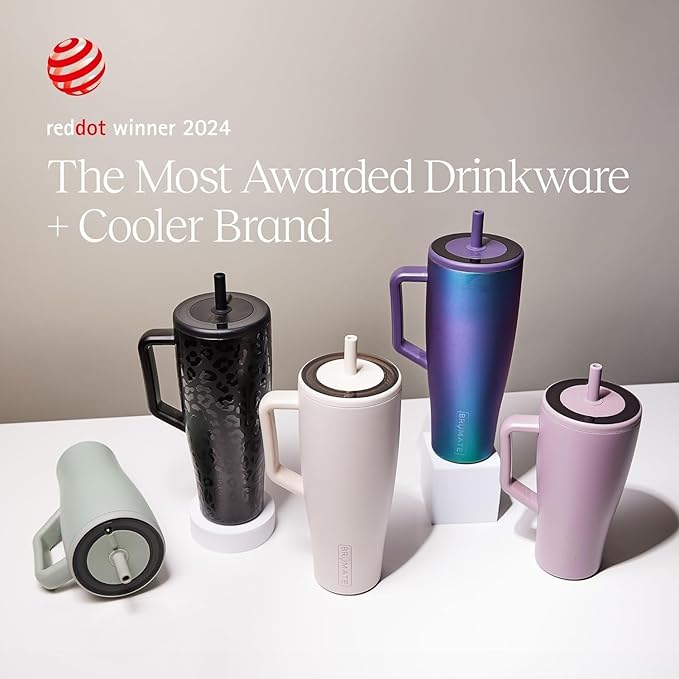 BrüMate Era 30 oz Tumbler with Handle & Straw | 100% Leakproof Insulated Water Bottle Tumbler with Lid & Flexible SoftSip Straw | Made of Stainless Steel | Cup Holder Friendly | 30oz (Glacier)