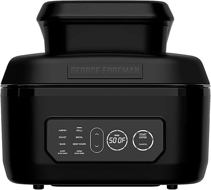 George Foreman Beyond Grill™ 7-in-1 Electric Indoor Grill with Air Fry Technology, MCAFD800D, Black, Large
