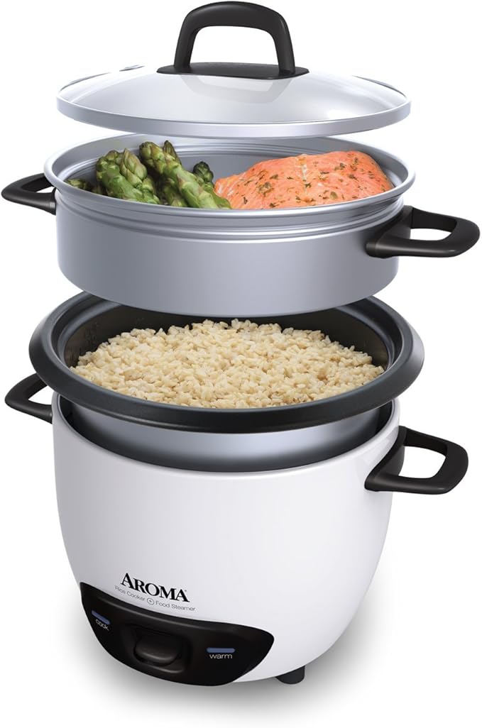 Aroma Housewares 14-Cup (Cooked) (7-Cup UNCOOKED) Pot Style Rice Cooker and Food Steamer (ARC-747-1NG),White
