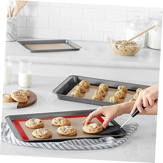Uonlytech 4pcs Non-stick Silicone Baking Mats with Glass Heat Resistant Oven Liners for Cookies Pastry Bread Reusable and Easy to Clean Baking Pads