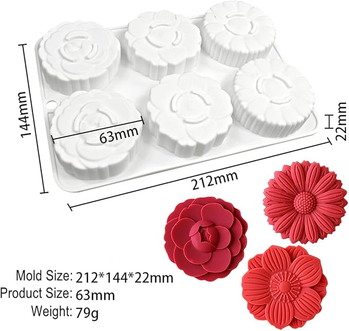 mostsom 6 Flower Silicone Cake Mold Handmake DIY Bread Mould Silicone Moulds For Cake Mooncake Mold Cake Tools