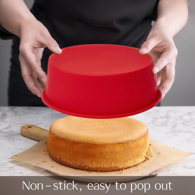 saphe 4 packs Silicone Cake Pans, Nonstick Silicone Round Cake Molds for baking, silicone bakeware sets for Cakes, Cheese Cakes and Chocolate Cake (4+6+8+10inch)