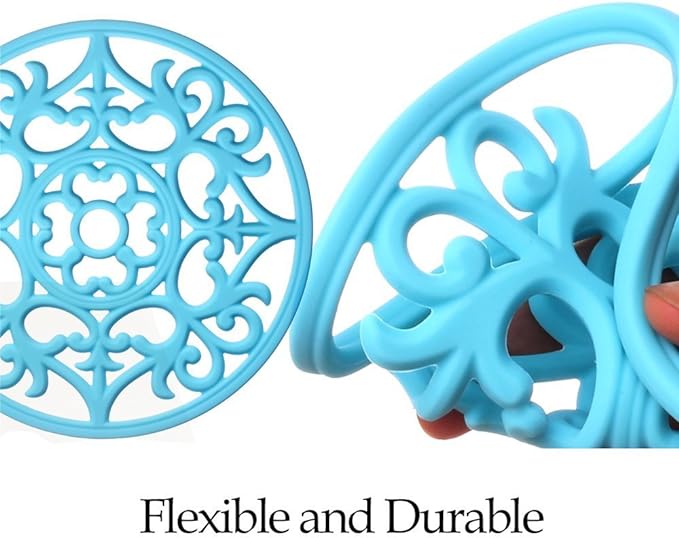 ME.FAN Trivets for Dishes/Pots/Pans, 3 Pcs Silicone Mats, Flexible/Durable/Non Slip Hot Pads to Protect Table and Counter Top (Mint Green)