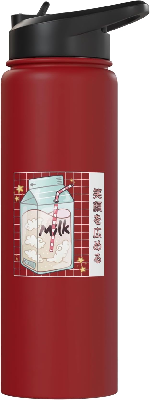 Cute Milk Carton Kawaii Japanese Stars Clouds Stainless Steel Insulated Water Bottle