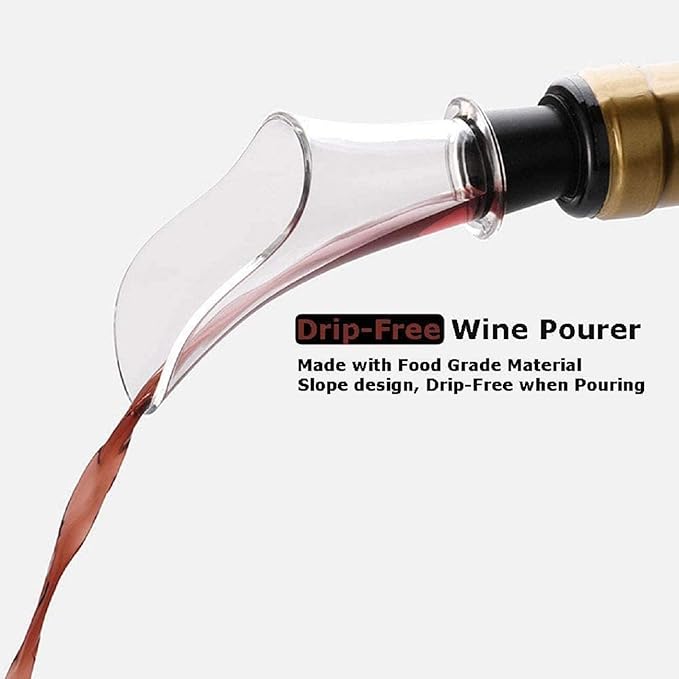 ueecool Electric Wine Opener Set, Automatic Corkscrew Set Contains Foil Cutter, Vacuum Stopper with Time mark, Wine Aerator Pourer (4 Piece Gift Set) with LED Light for Home Kitchen Party