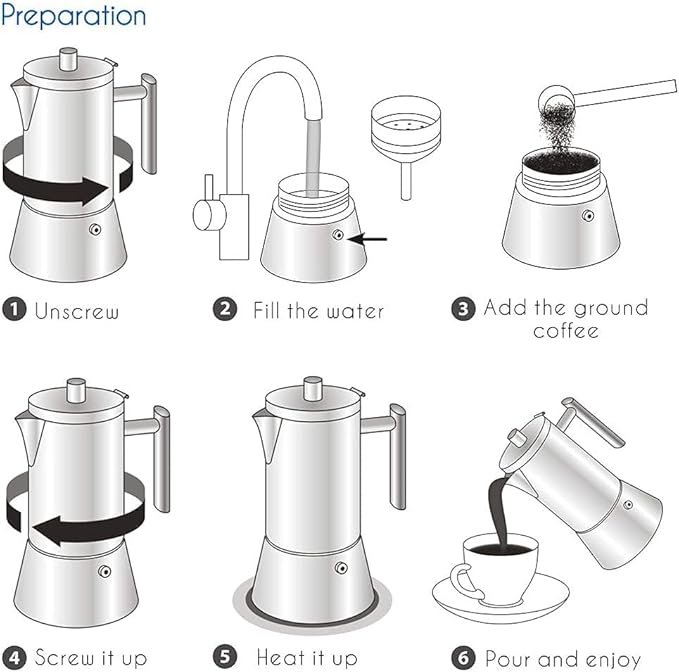 Easyworkz Pedro Stovetop Espresso Maker 4Cup 200ml, Bundled Espresso Steaming Pitcher Stainless Steel 20 oz Coffee Frothing Picther Milk Jug Cappuccino Latte Art Cup, Black