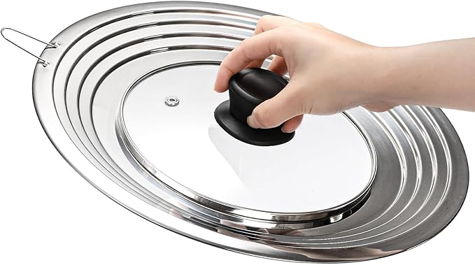 WRINGKIT 2 Pack Universal Lids for Pots Pans, Stainless Steel Replacement Frying Pan Cover with Heat Resistant Knob, Heavy Duty Skillets Cover, Fit 9, 10 Inch Cookware