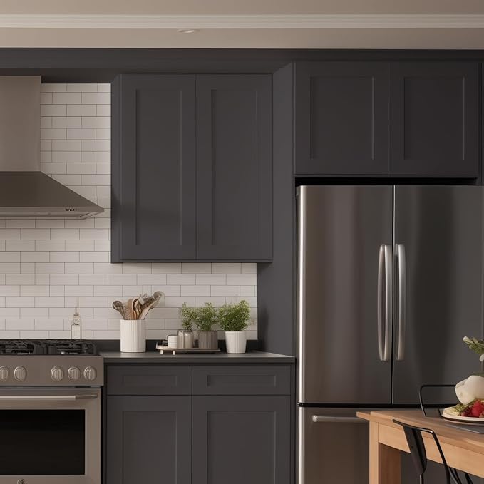 Wall-Mounted Cabinet – Solid Wood Shaker Style Medicine Cabinet with Adjustable Shelves & Soft-Close Doors for Bathroom, Kitchen, and Office Storage (Pebble Gray, 24" W x 12" D x 42" H)