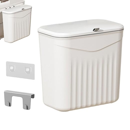 Kitchen Trash Can for Food Scraps Wall Mounted Trash Can with Lid | Organization for Apartment, Home, Office, Under a Cabinet, Laundry Room