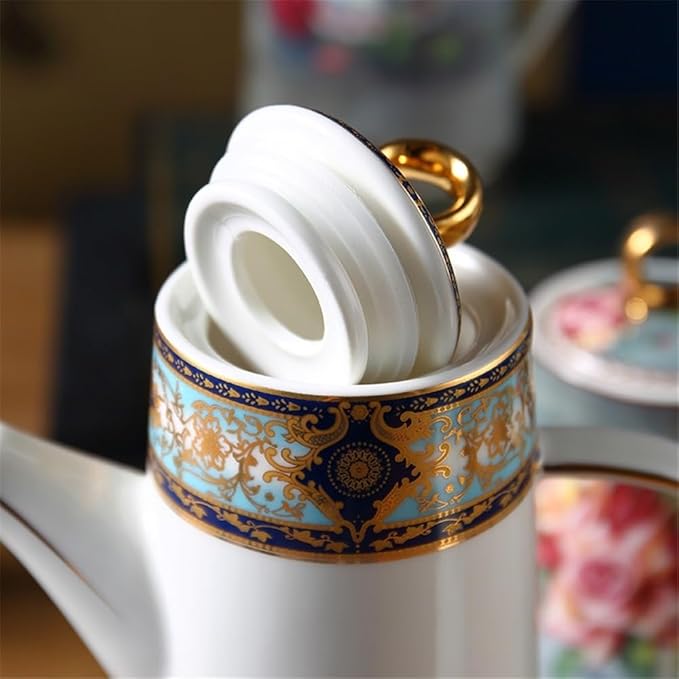 Water Pitcher Ceramic Teapot With Lid Water Pitcher Kitchen Butter Bottle Flower & Bird Finished Wedding Gifts Party Presents 650ML Glass Pot(Green)