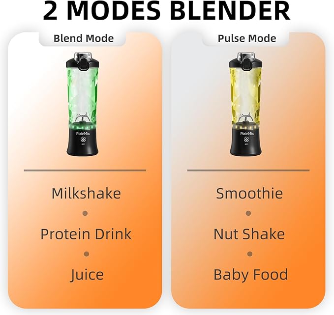 Portable Blender, Personal Size Blender for Shakes and Smoothies, 20 Oz Cup, Waterproof Mini Blender With Rechargeable USB, Juicer with 6 Blades for Home, Kitchen, Travel, Sports (Black)