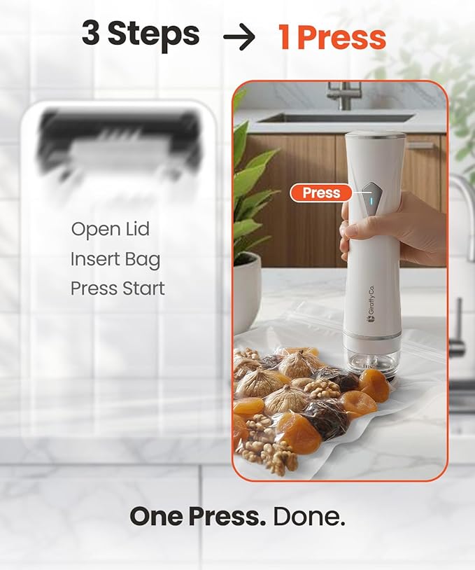 Cordless Handheld Vacuum Sealer Machine for Food (Machine Only), Portable Vacuum Sealer with Visible Water Tank for Reusable Valve Vacuum Bags, Meal Prep & Freezer Storage