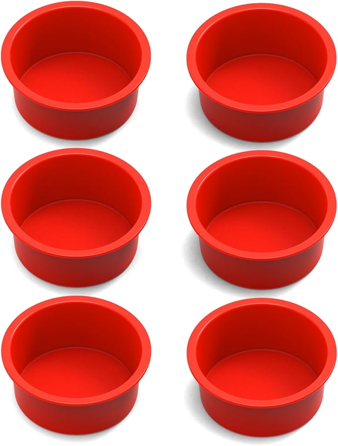 SILIVO 4 Inch Cake Pan (6 Pack) - Silicone Mini Smash Cake Pans, Nonstick Small Cake Pans for Smash Cake,Muffin and Egg Bites