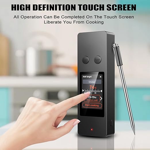 Wireless Meat Thermometer, Smart Digital Cooking Thermometer with 2 Ultra-Thin Probes, No App Needed, 800FT Range, 1000°F Heat Resistant, IP67 Waterproof - for BBQ, Grill, Oven, Smoker (2025 Upgraded)