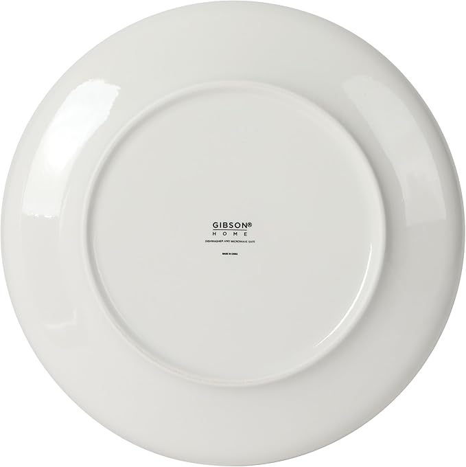 Gibson Home Havenstone 12-Piece Porcelain Dinnerware Set – Dinner Plates, Salad Plates & Bowls, Classic White With Black Rim Everyday Dish Set for Home, Kitchen, Microwave & Dishwasher Safe