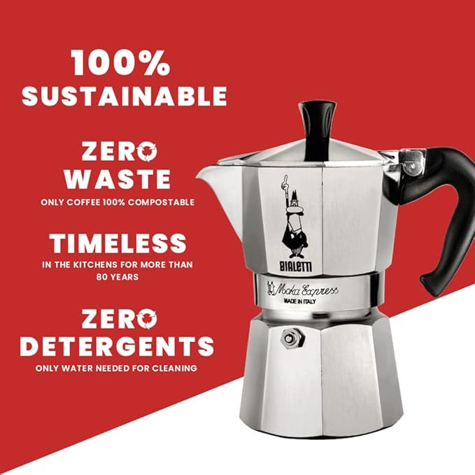 Bialetti - Moka Express: Iconic Stovetop Espresso Maker, Makes Real Italian Coffee, Moka Pot 12 Cups (22.6 Oz - 670 Ml), Aluminum, Silver