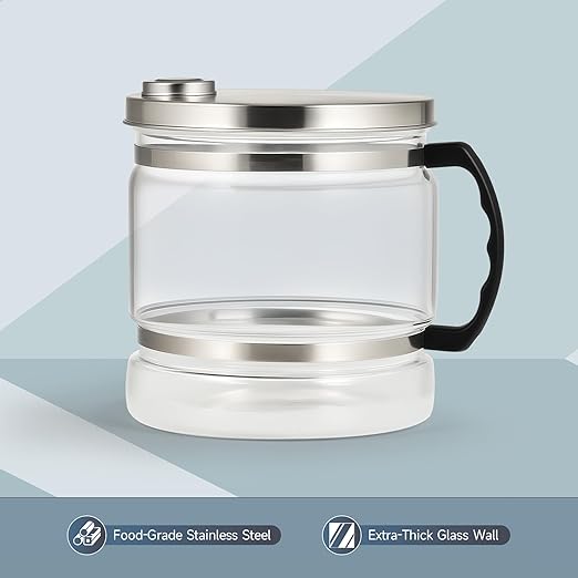 CO-Z 1.1 gal Water Container for Distiller, 4L Distilled Glass Carafe with Nonskid Bottom, Countertop Replacement Distilled Water Pot, Water Glass Jar Water Distiller for Home