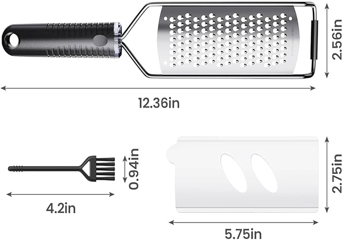 Cheese Grater with Non-Slip Handle, Lemon Zester, Extra Coarse Grater, 12in x 2.5in