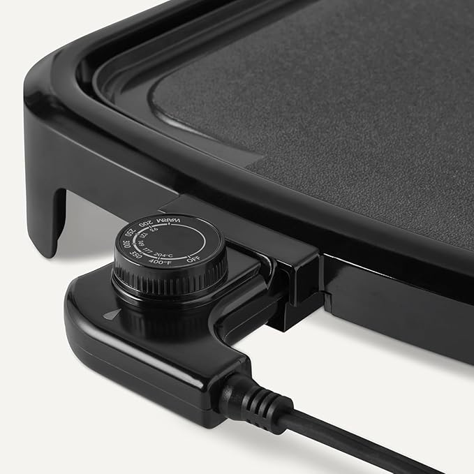 Amazon Basics Electric Griddle with Nonstick Ceramic Coating, Flat Grill for Pancake, 10 x 20 inches, Black