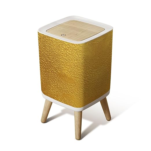 Small Trash Can with Lid Gold texture for cover cards flyers poster Bronze paint Stone backdrop Wastebasket with Press Cover Dog Proof Garbage Can Waste Bin for Kitchen Bathroom Nursery 2.6 Gallon