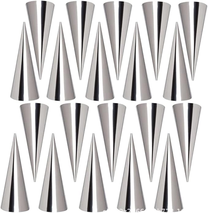 30 Pack Cream Horns Molud Set, Large Stainless Steel Canolis Forms Cannoli Kit for Baking Cannolis, Croissant Shell, Cream Roll Dessert, Safety Filled Edges