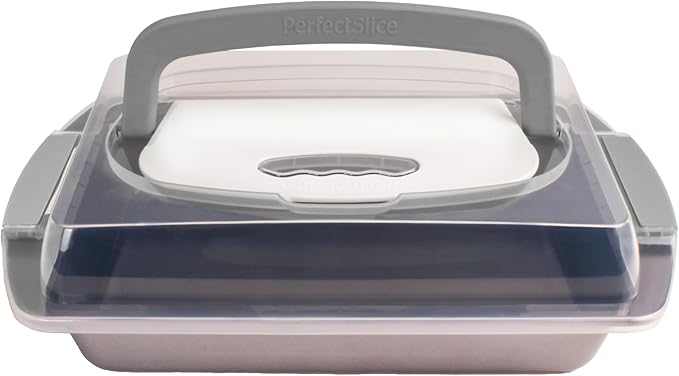BergHOFF 11Pc Perfect Slice Bakeware Set, Covered Rectangle Cake Pan, Cookie Sheets, Muffin Pan, Loaf Pan, Round, Square and Rectangle Cake Pans, Slicer, Silver & Silver
