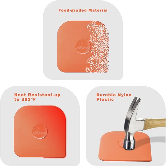 Pan Scraper, 5 Pcs Pot Scraper Plastic, Pot Scraper Non Scratch for Cast Iron, Pot and Pan Cleaning, Sturdy Scraper Kitchen Tool-Orange