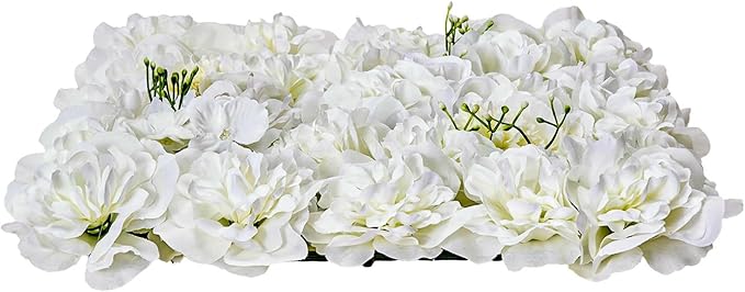 VEVOR 3D Flower Wall Panel, 24 PCS 15 x 15 inch, Artificial Floral Wall Background Mesh Backing Mat,Seamless Design&Easy Installation for Wedding Valentines Day Home Baby Party Backdrop Decor,White