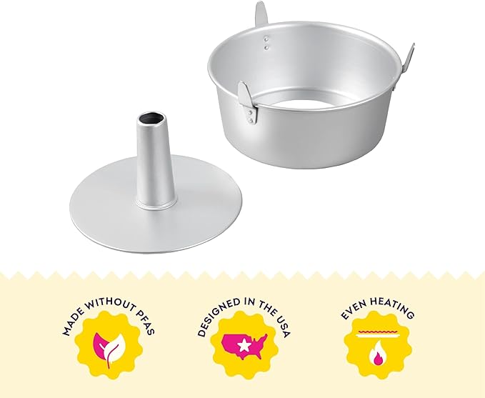 Wilton Aluminum Angel Food Tube Cake Pan - Natural Anodized Aluminum Baking Pan - Made Without PFAS - Will Not Rust - Offers Even Heating - 10 x 4 Inches