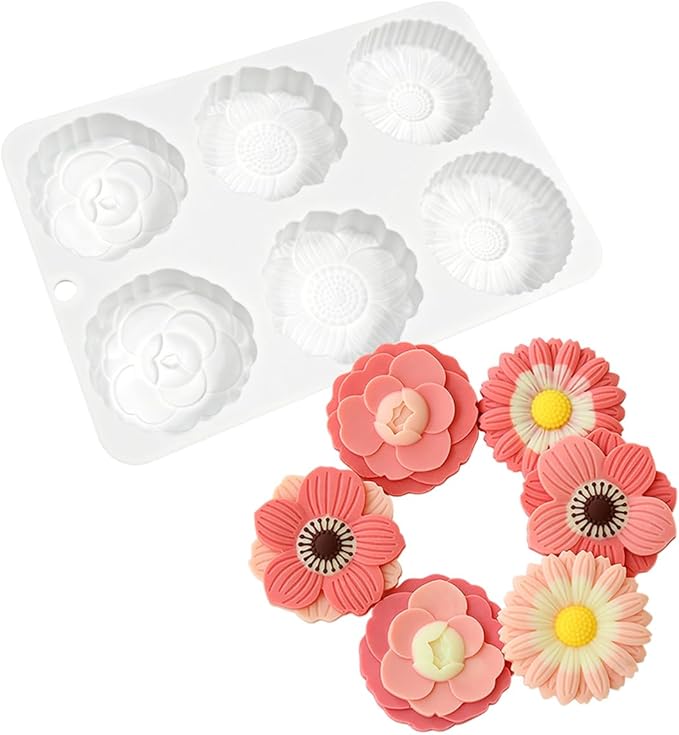 mostsom 6 Flower Silicone Cake Mold Handmake DIY Bread Mould Silicone Moulds For Cake Mooncake Mold Cake Tools