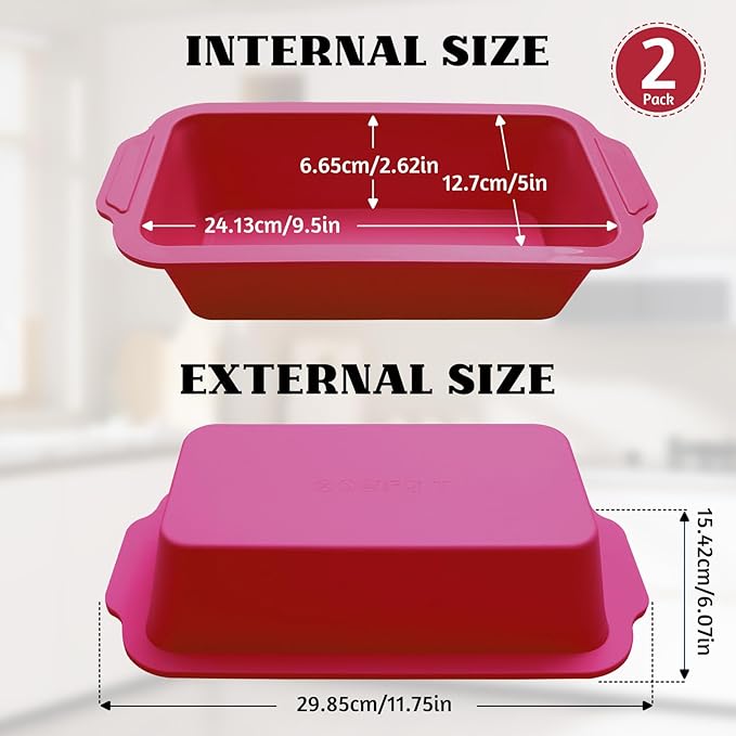 Bread Pans for Homemade Bread：9.5 x 5 Inch Silicone Loaf Pan for Baking with Metal Frame - Nonstick Banana Loaf Tin Tray for Sandwich Sourdough Pumpkin Sour Dough - for Oven Kitchen Home Bakers