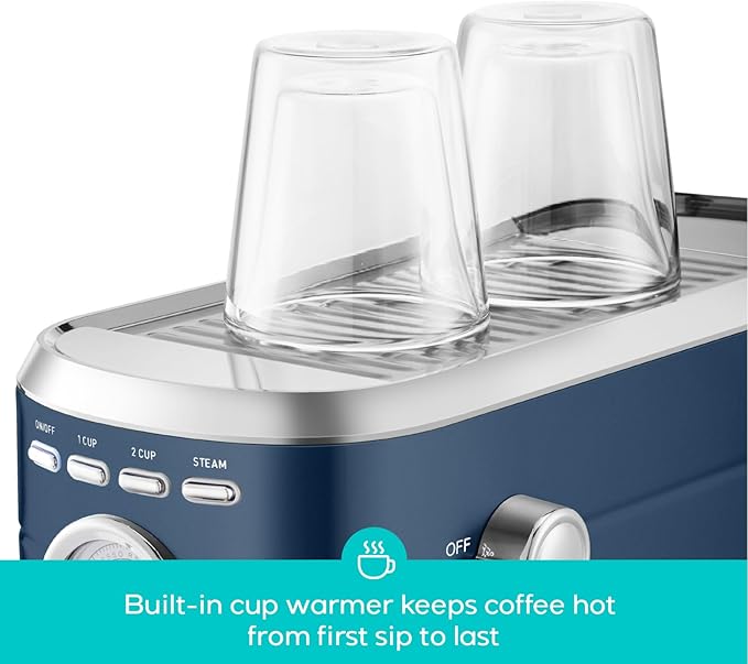 CASABREWS CM5418 Espresso Machine 20 Bar, Compact Espresso Maker with Steam Milk Frother, Stainless Steel Coffee Machine with 34oz Removable Water Tank for Cappuccino Latte, Sapphire Blue