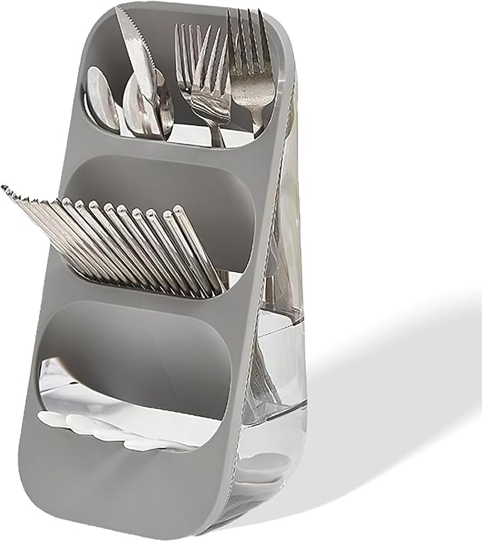 COVRA 3-Tier Large Capacity Kitchen Utensil Organizer – Minimalist Desktop Storage Box for Kitchen, Bedroom, Living Room & More (Gray)