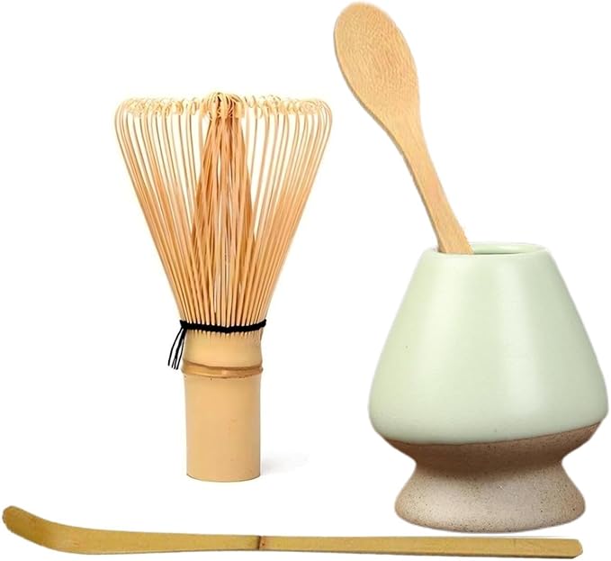 Matcha Whisk Holder Matcha Chasen Whisk Stand Ceramic Holder fit for Traditional Japanese Tea Ceremony Starter (Matte Green)