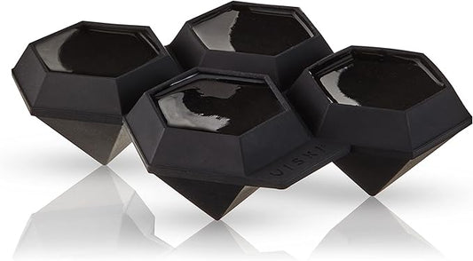 Viski Tray Extra Large Diamond Mold, Craft Ice for Cocktails, Bar Accessories, Set of 1, Makes 4 XL Cubes, Black