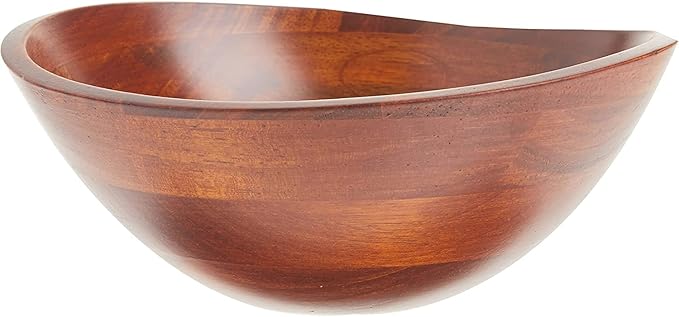 Lipper International Cherry Finished Wavy Rim Beechwood Serving Bowl for Fruits or Salads, Matte, Small, 7.5" x 7.25" x 3", Single Bowl, 30.43Fl oz