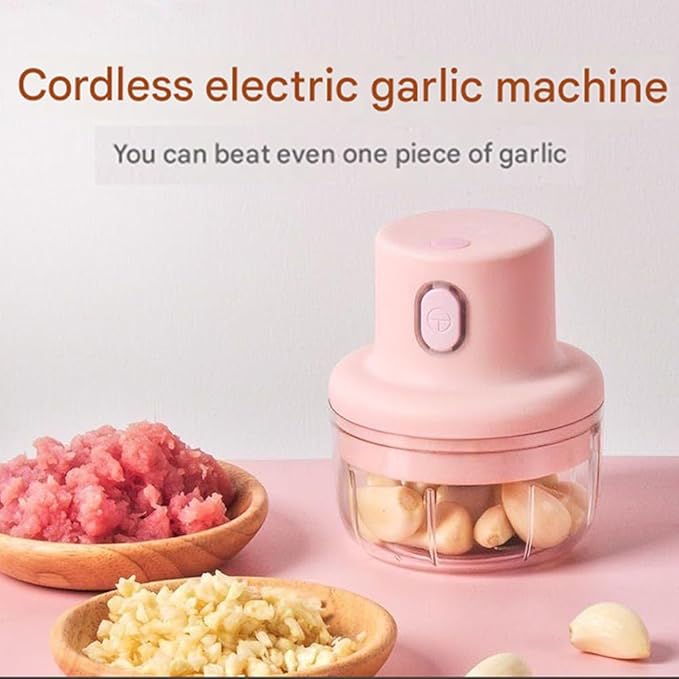 Wireless Food Chopper,Electric Garlic Chopper Cordless With Container For Onion, Garlic,Chili,Fruit,Meat, Rechargeable Kitchen Gadget (3.5 OZ)