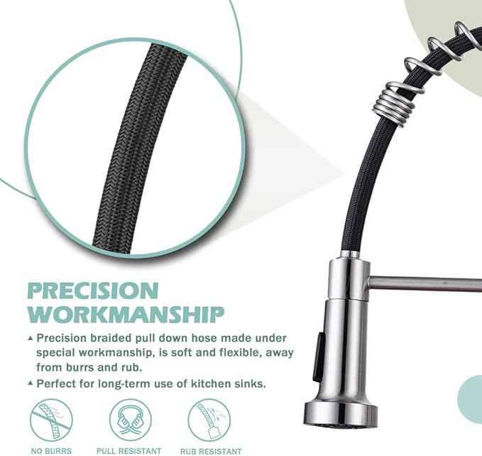 Kitchen Sink Faucets, Kitchen faucets with Pull Down Sprayer WEWE sus304 Stainless Steel Brushed Nickel Single Handle Single Hole Faucet for Farmhouse rv Utility bar Laundry Sinks