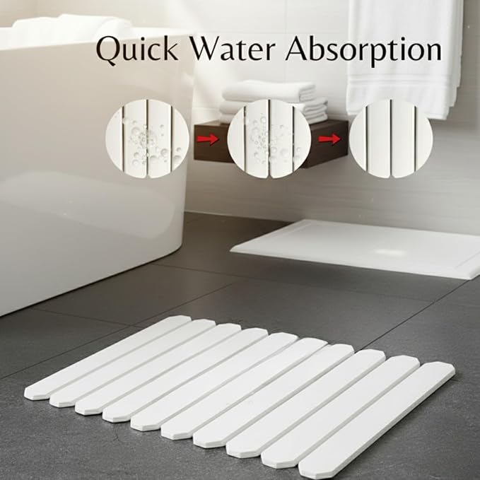 Stone Drying Mat 24″×16″ Large - Ultra Fast Absorbent Kitchen Counter & Bathroom Mat, Diatomaceous Earth Foldable Non-Slip for Dishes, Pets, Plants
