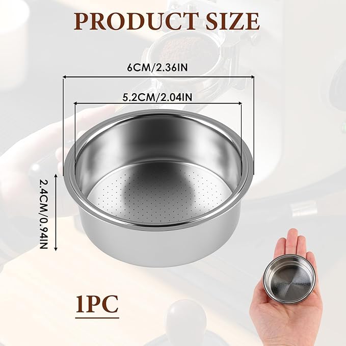 51mm Portafilter Basket, Double Cup Espresso Filter and Stainless Steel Filter Basket, Espresso Machine Parts Casabrews Compatible with Portafilter Replacement for Coffee Enthusiasts