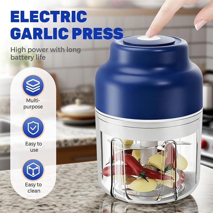 Electric Garlic Chopper, 2026 Upgraded Food Processor, USB Rechargeable Portable Wireless Veggie Chopper with 6 Stainless Steel Blades for Garlic Onion Chili Nuts Meat (green, 320ml)