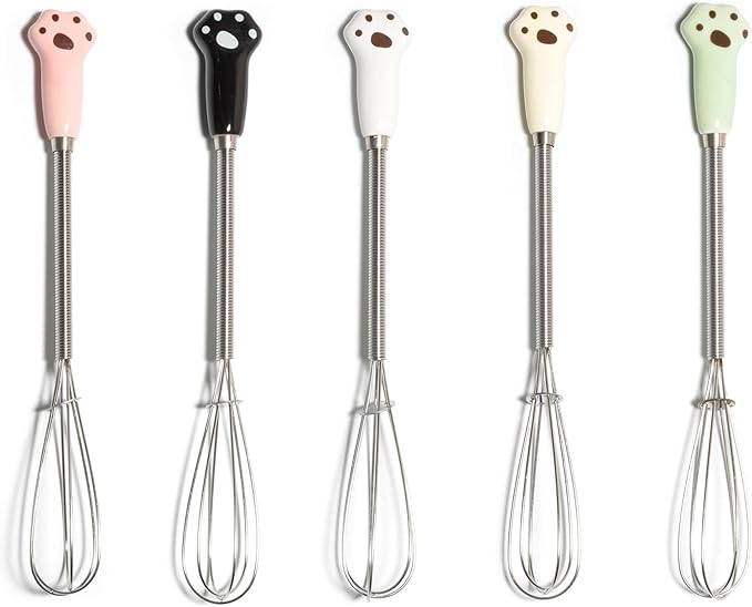 Mini Whisks 7 inch 5Pcs cat paw Stainless Whisk, Hand Egg Mixer for Flour Cake Egg, Kitchen Cooking Baking Use Whisk
